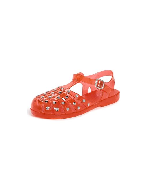INTENTIONALLY ______ Red Ellery Studded Jelly Sandals