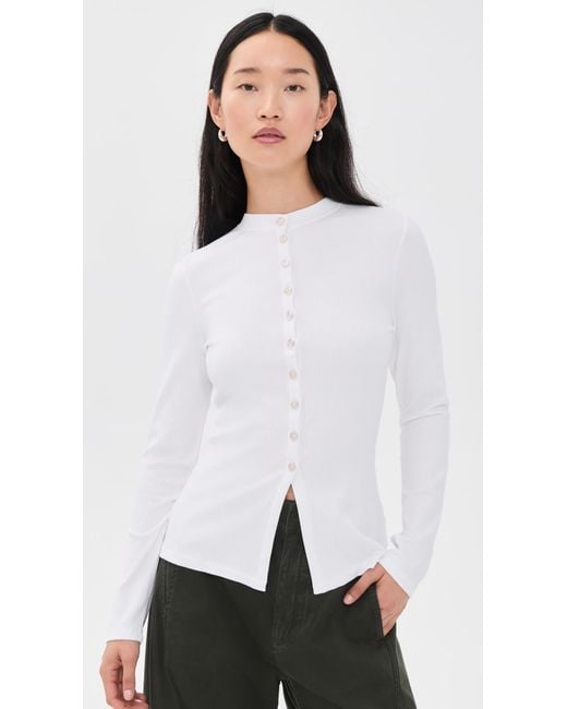 ALIGNE White Daphne Ribbed Top