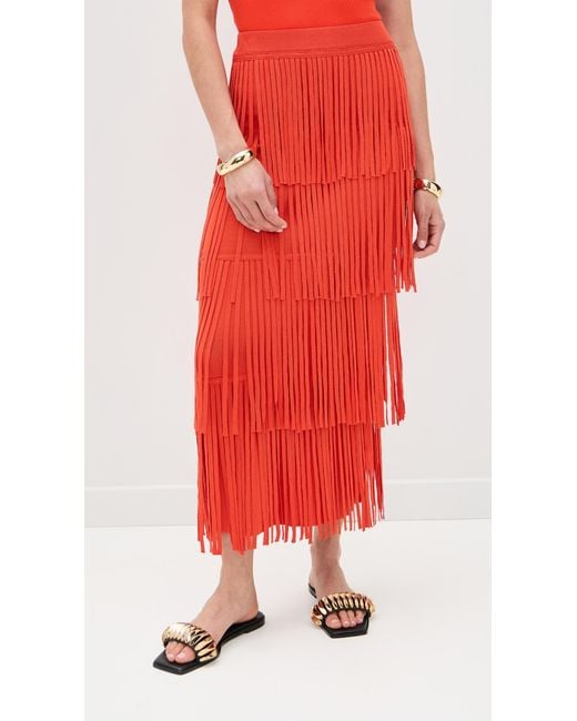 Simon Miller Za Za Knit Fringe Skirt in Red | Lyst