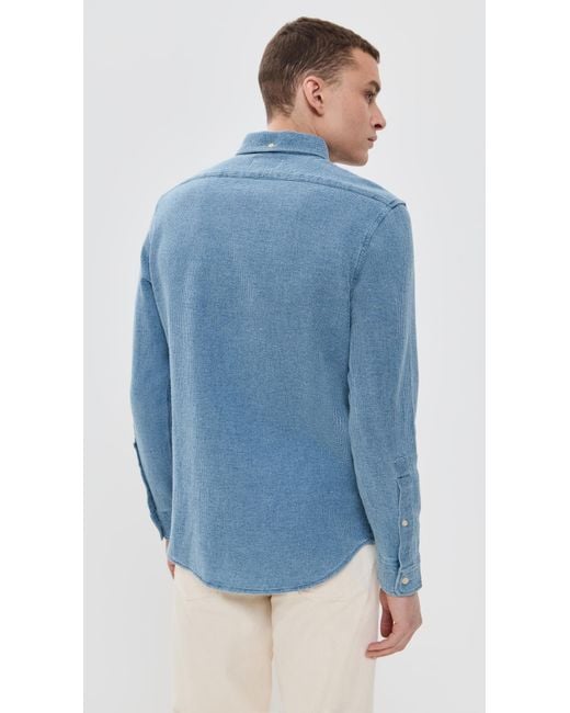 Taylor Stitch Blue The Jack Cotton Waffle Shirt for men