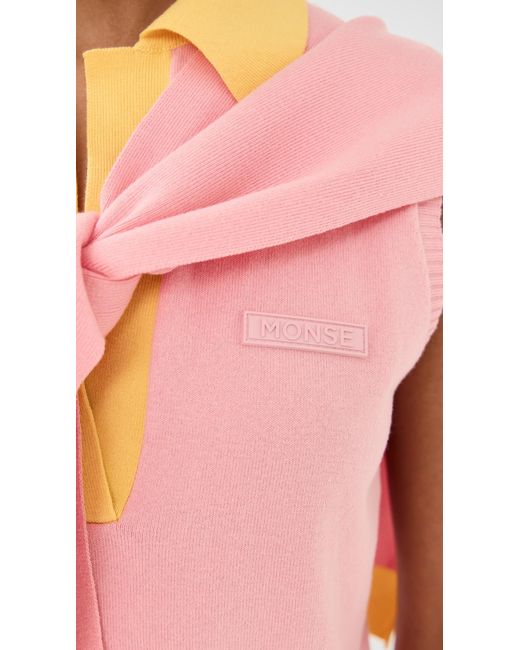 Monse Pink Knitted Tie Scarf Top And Polo