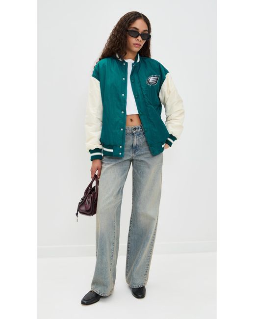 Terez Green Eagles Colorblock Bomber Jacket