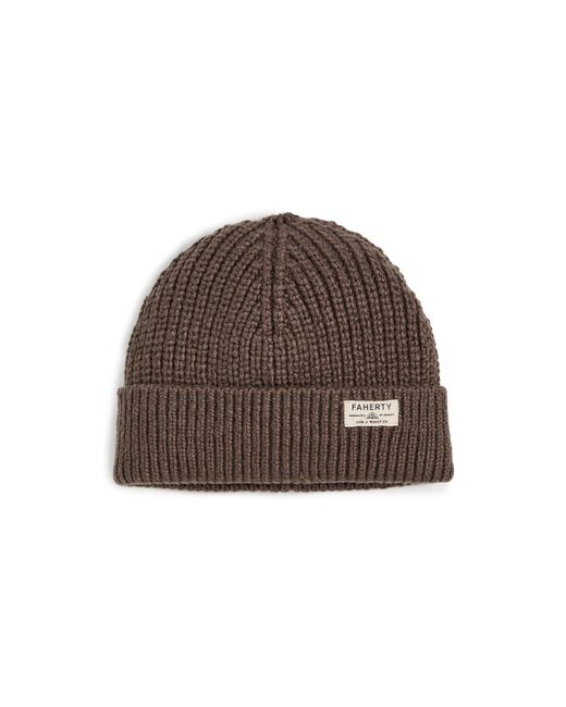 Faherty Brand Brown Cotton Watch Beanie for men