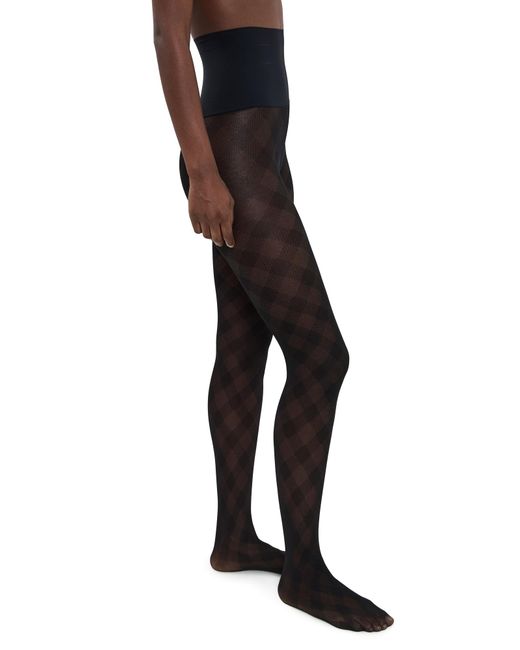 Commando Black Check Plaid Sheer Tights
