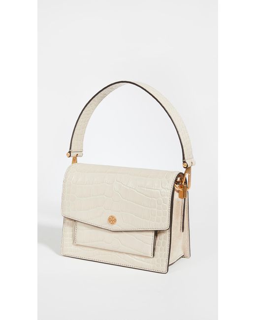 Tory Burch Natural Robinson Embossed Double Strap Convertible Bag