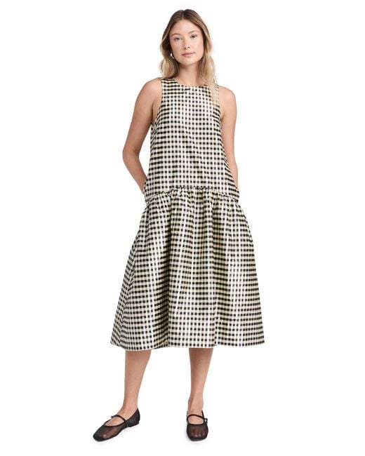 knee length dresses for ladies Ganni Stripe Maxi Strap Dress