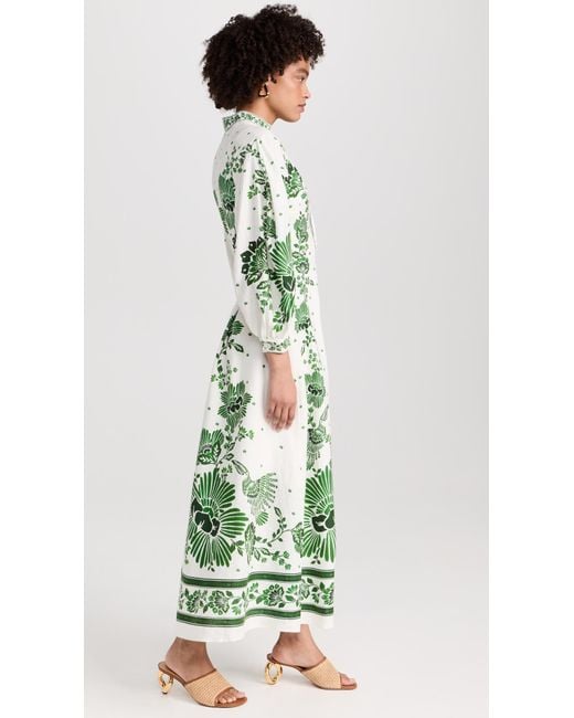 Farm Rio Green Foret Oul Off-white Maxi Dre Foret Oul Off-white