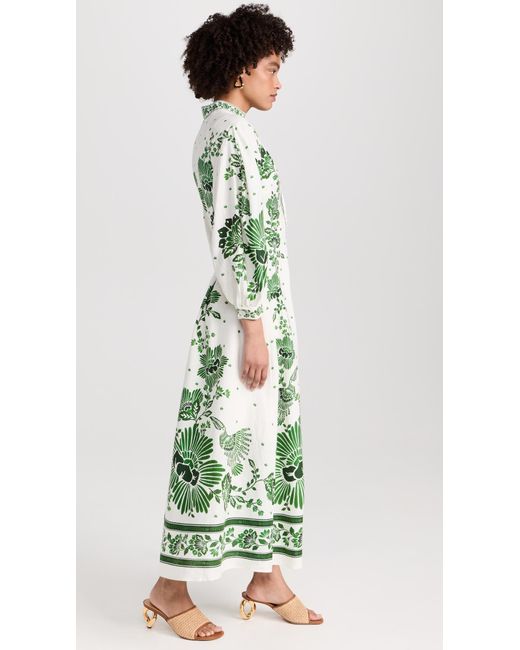 slim fit dress slacks Off-White Green Floral Cascade LENZING™ ECOVERO™ Euroflax™ Midi Dress – FARM  Rio main image 0