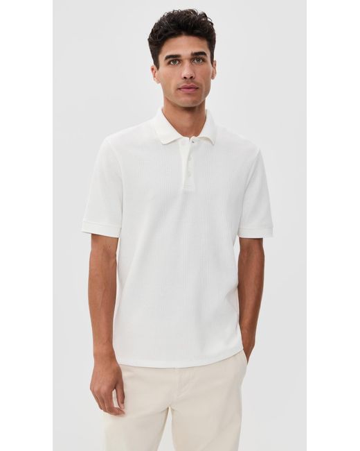 Vince White Varigated Texture Polo for men