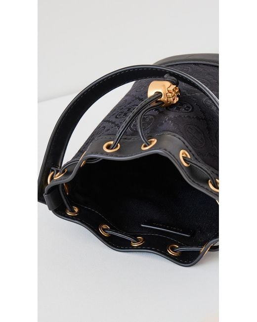 Tory Burch Black Mini T Monogram Bucket Bag