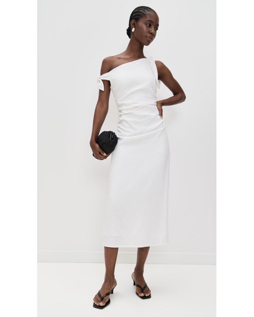 Wayf White Cleo Tie Shoulder Midi Dress