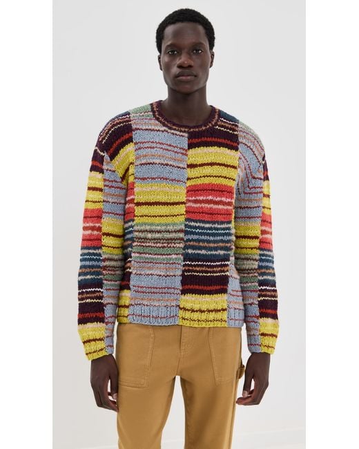 The Elder Statesman Multicolor Patchwork Scrap Crew Pullover