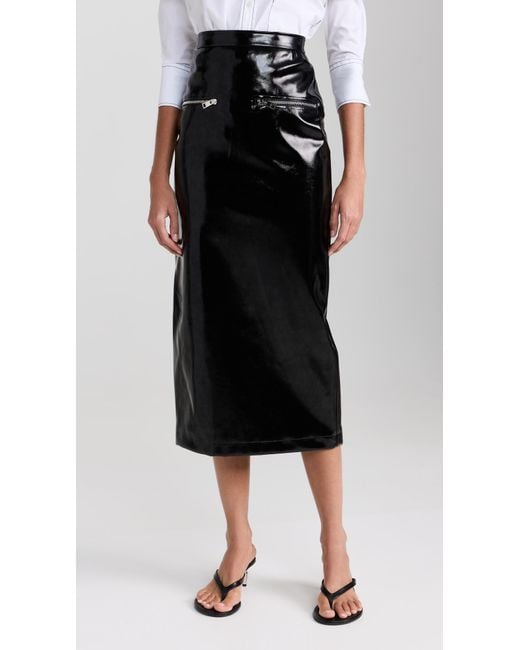 【送料&関税込】MSGM Patent Leather Midi Skirt Black Patent Faux-Leather Midi Skirt by MSGM on Sale