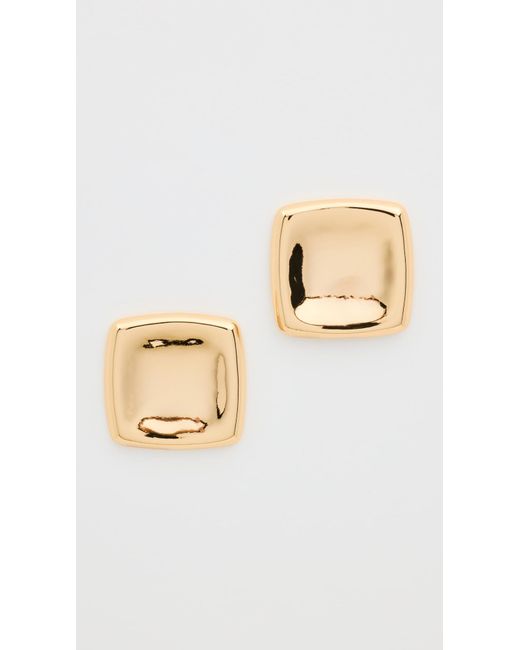 By Adina Eden Natural Solid Large Indented Square Stud Earrings