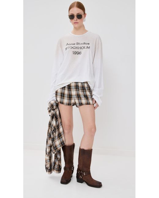 Acne Black Check Flannel Shorts