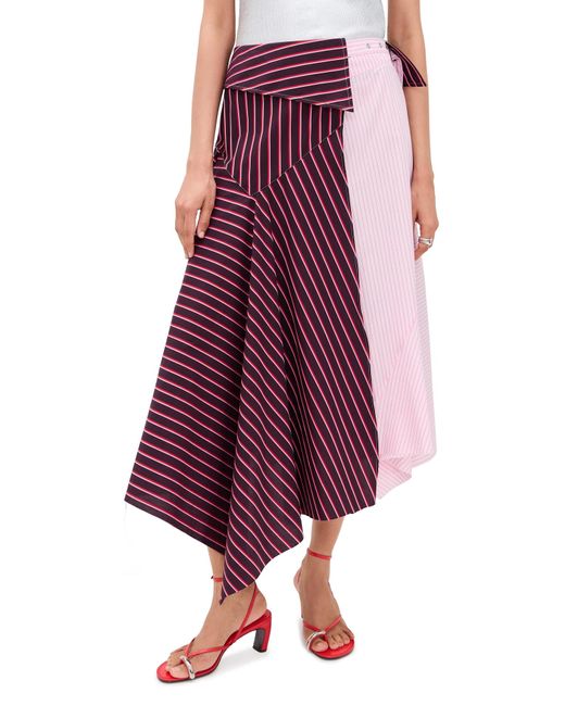 Marques'Almeida Purple Mixed Stripes Patchwork Wrap Midi Skirt