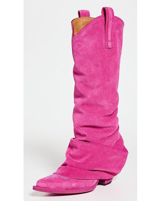 R13 Pink Mid Cowboy Boots W/sleeves