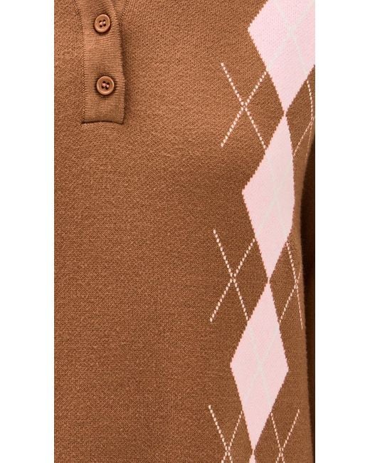 English Factory Argyle Polo Knit Dress in Brown | Lyst
