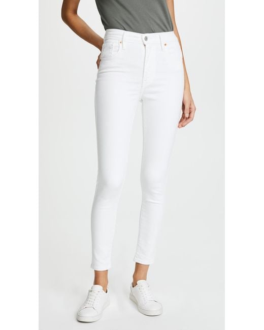 Levi's Mile High Ankle Super Skinny Jeans in White | Lyst Canada