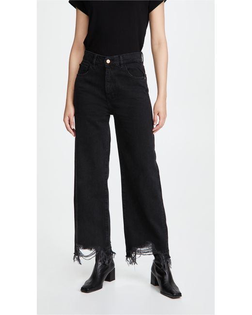 Dl 1961 Hepburn Wide Leg High Rise Jeans in Black Lyst