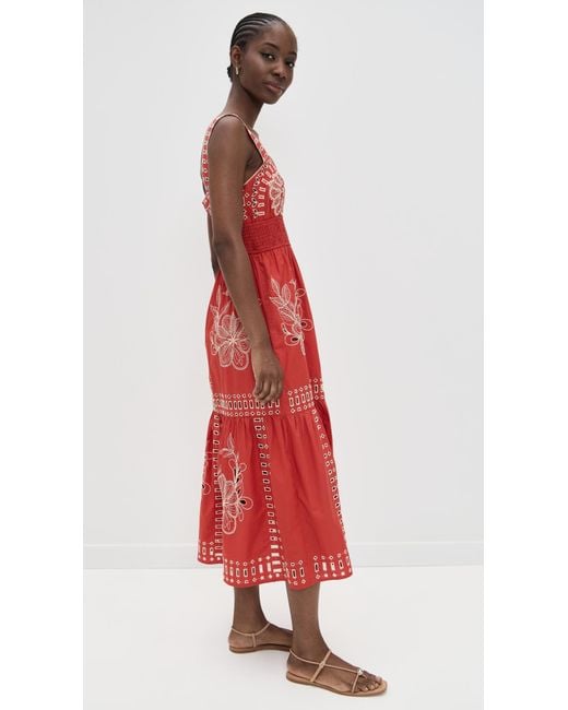fawn embroidered eyelet midi dress Rails | Fawn Dress - White Blue Embroidery | Premium Cotton | Size XXS main image 1