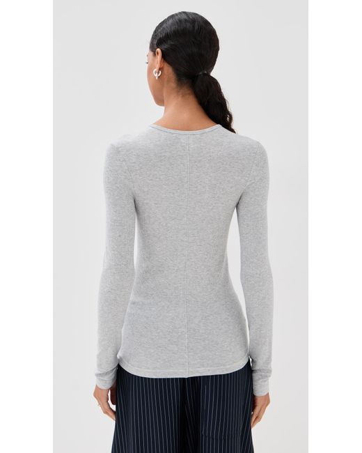 Tibi White Circular Ribbed Crew Neck Pullover T-Shirt