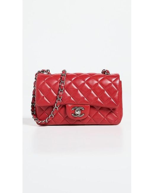 What Goes Around Comes Around Chanel Red Lambskin Rectangular Flap