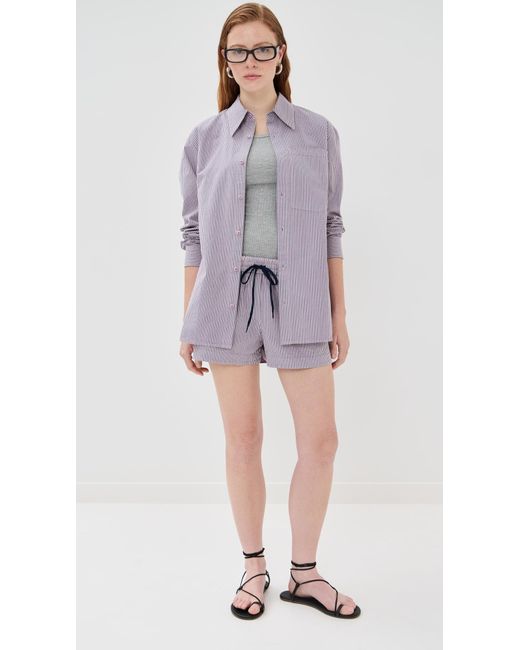 Tibi Purple Garment Dyed Seersucker Classic Shirt