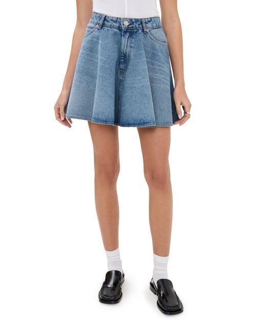 AMI Blue Flare Mini Skirt