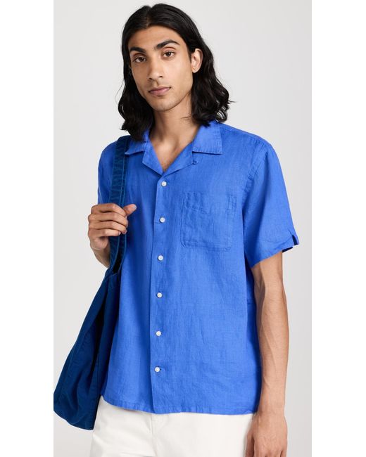Polo Ralph Lauren Blue Linen Button Down Shirt for men