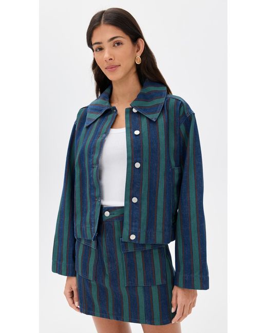 The Tiny Big Sister Blue Boxy Striped Jacket