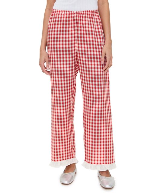 Sleeper Red Puff Linen Lounge Pants