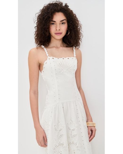 FARM Rio Off Richilieu Midi Dress in White | Lyst