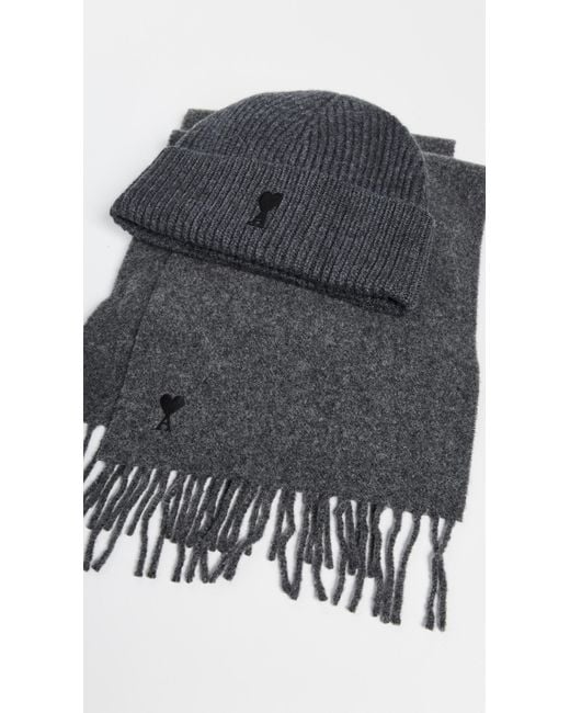 AMI Blue Felted Beanie for men
