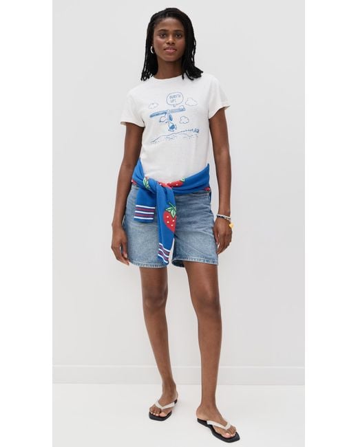 Re/done White Snoopy Surfs Up Classic Tee