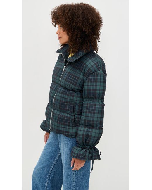 Moon River Blue Plaid Puffer Jacket