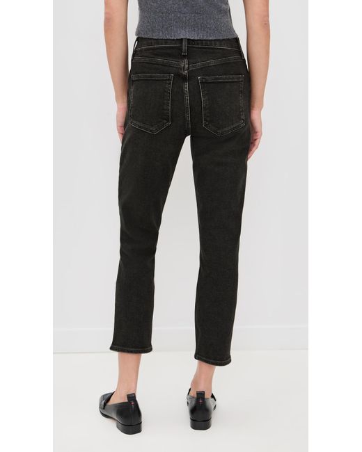 Agolde Black Riley High Rise Straight Crop Jeans