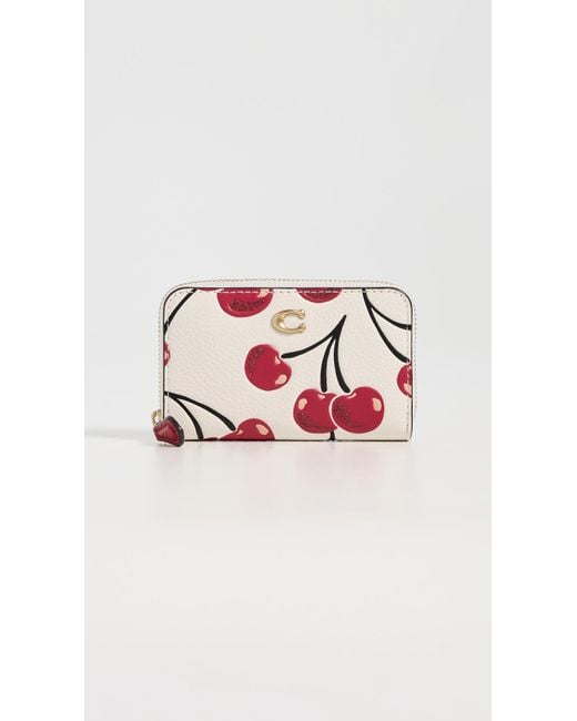 COACH Red Box Program Cherry Print Small Zip Around Wallet
