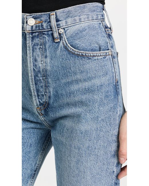 Agolde Blue 90's Pinch Waist High Rise Straight Jeans