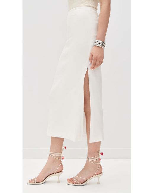 Alice + Olivia White Maeve Slip Skirt With Slit