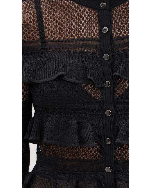 Zimmermann Black Illuminate Lace Frill Cardigan