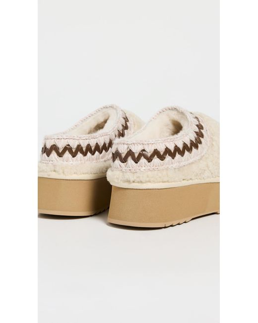 Mou White Curly Platform Clogs
