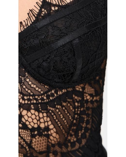 Bardot Black Farrah Lace Mesh Thong Bodysuit