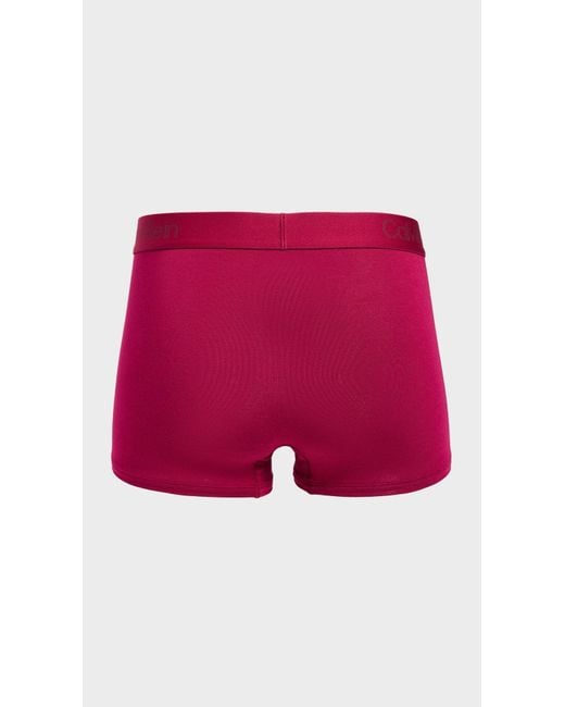 Calvin Klein Red Ultra Soft Modal Trunks 3 Pack for men