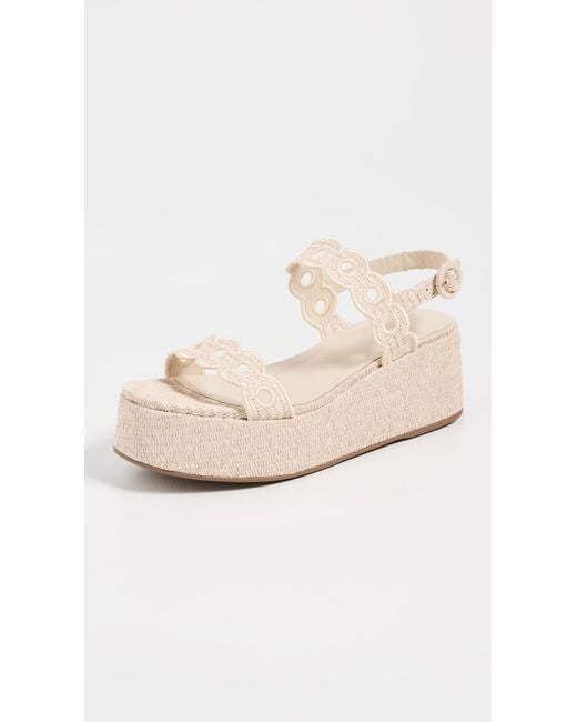 Larroude White Florence Broderie Flatforms