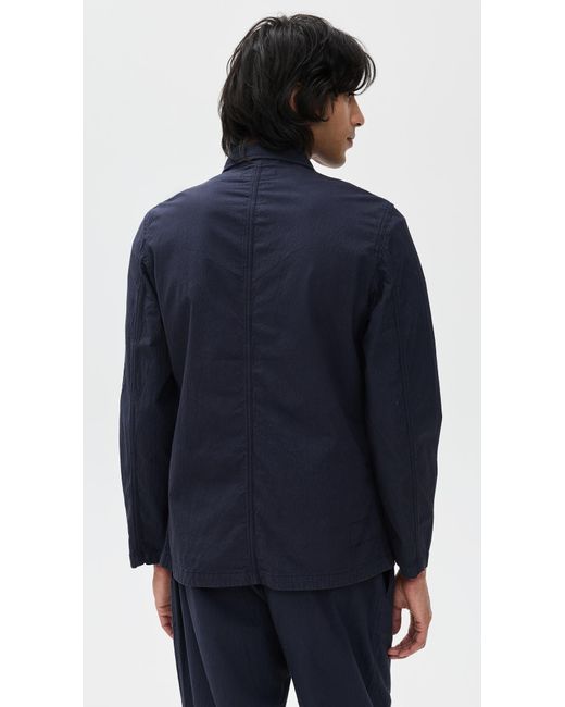 Universal Works Blue Seersucker Bakers Jacket for men