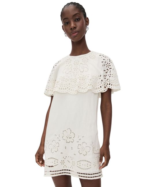 Sea Lula Embroidery Short Sleeve Mini Dress in White | Lyst