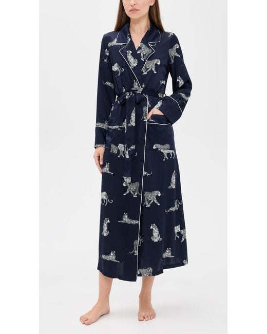 Petite Plume Blue Silk Panthere De Nuit Robe
