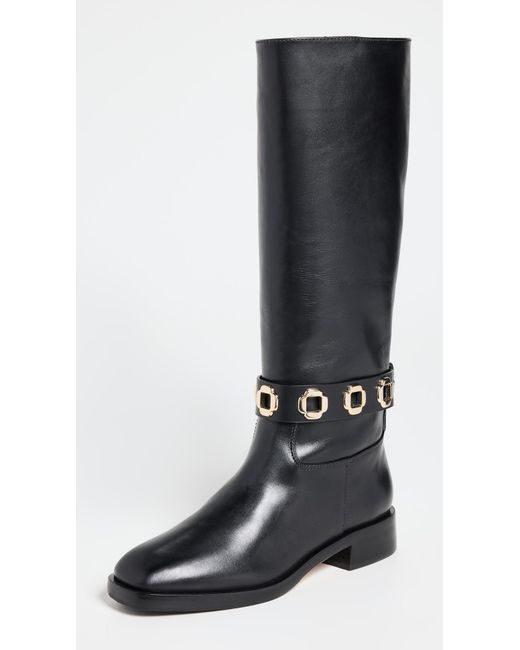 Larroude Black Milan Flat Riding Boots