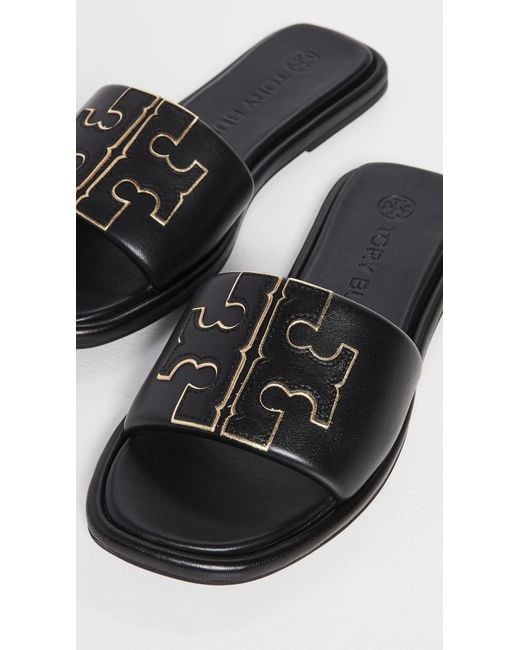 Tory Burch Black Logo Flats